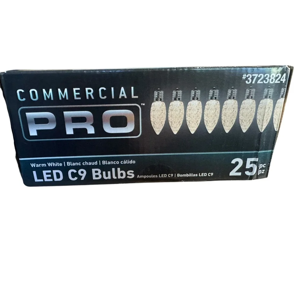 COMMERCIAL PRO LED C9 Bulbs Warm White 25 pc Christmas Holiday Lights‎ #3723824